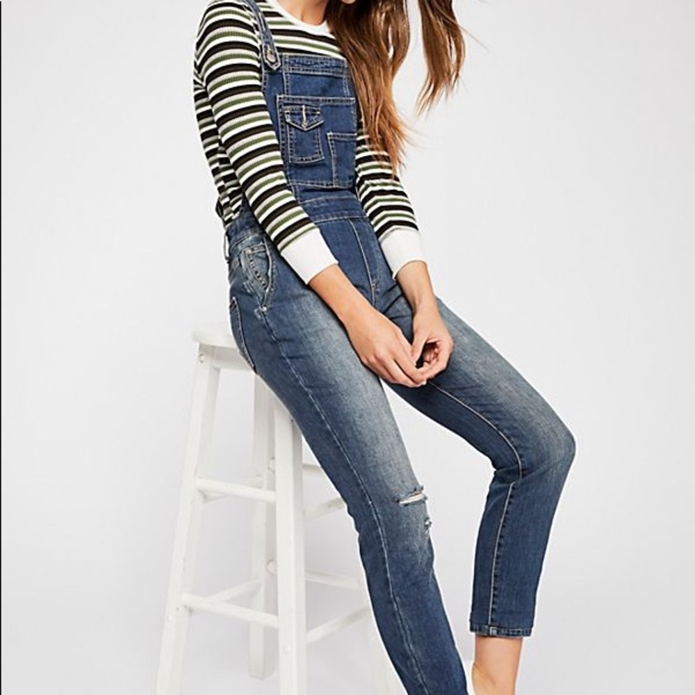 Free People Washed Denim Overall